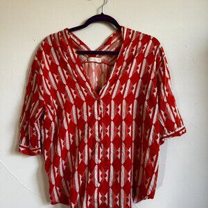 Lightweight Cotton Women's Blouse (Red, M)